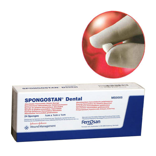 J&J Dental MS0005 Spongostan Absorbable Hemostatic Gelatin Sponge 1x1x1 cm 24/Bx J&J Dental MS0005 Spongostan Absorbable Hemostatic Gelatin Sponge 1x1x1 cm 24/Bx